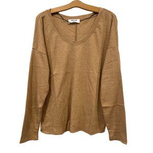 Double Zero Sugar Knit V-Neck Pullover Thermal Top Womens L Brown Comfort